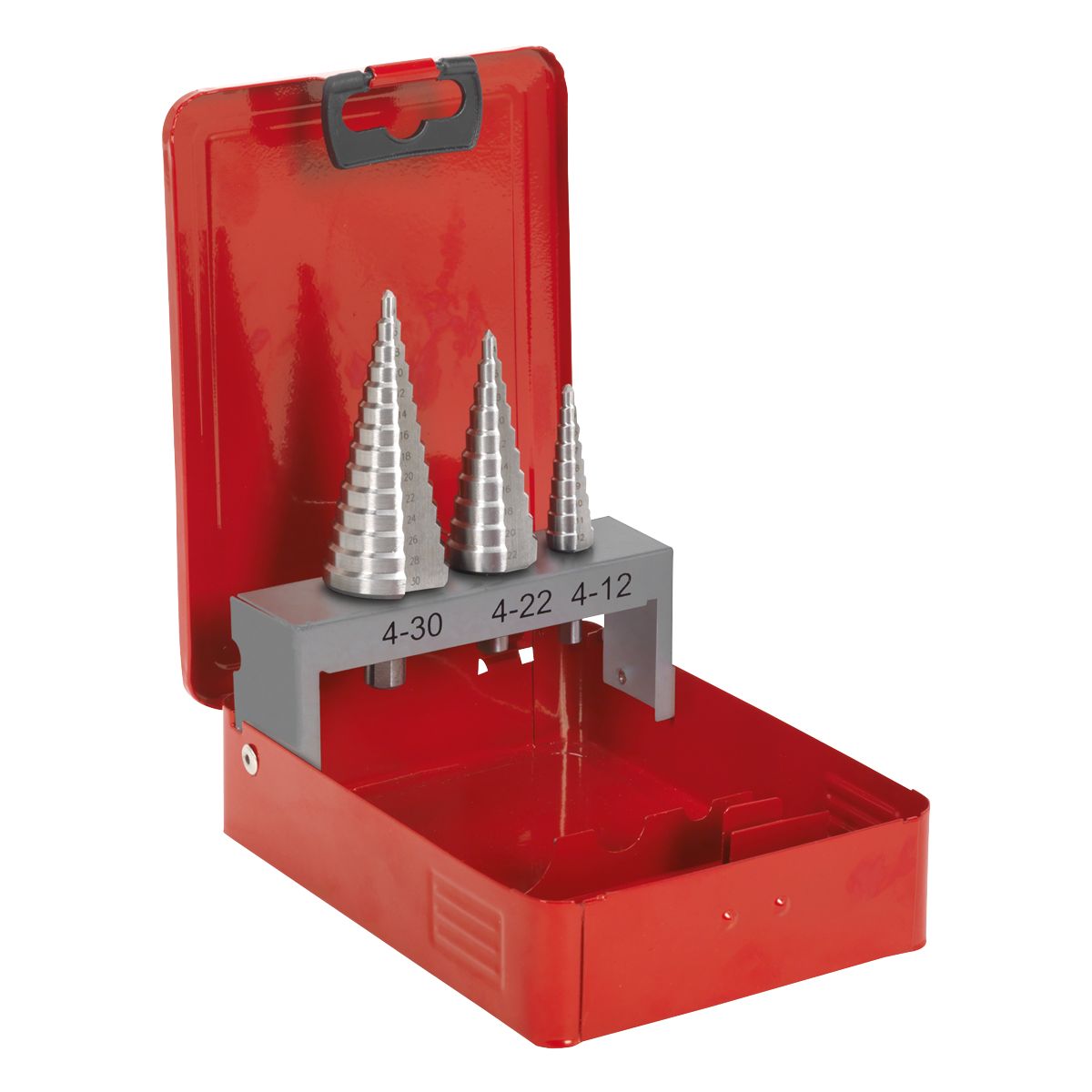 Sealey Double Flute HSS M2 Step Drill Bit Set 3pc - Image 1