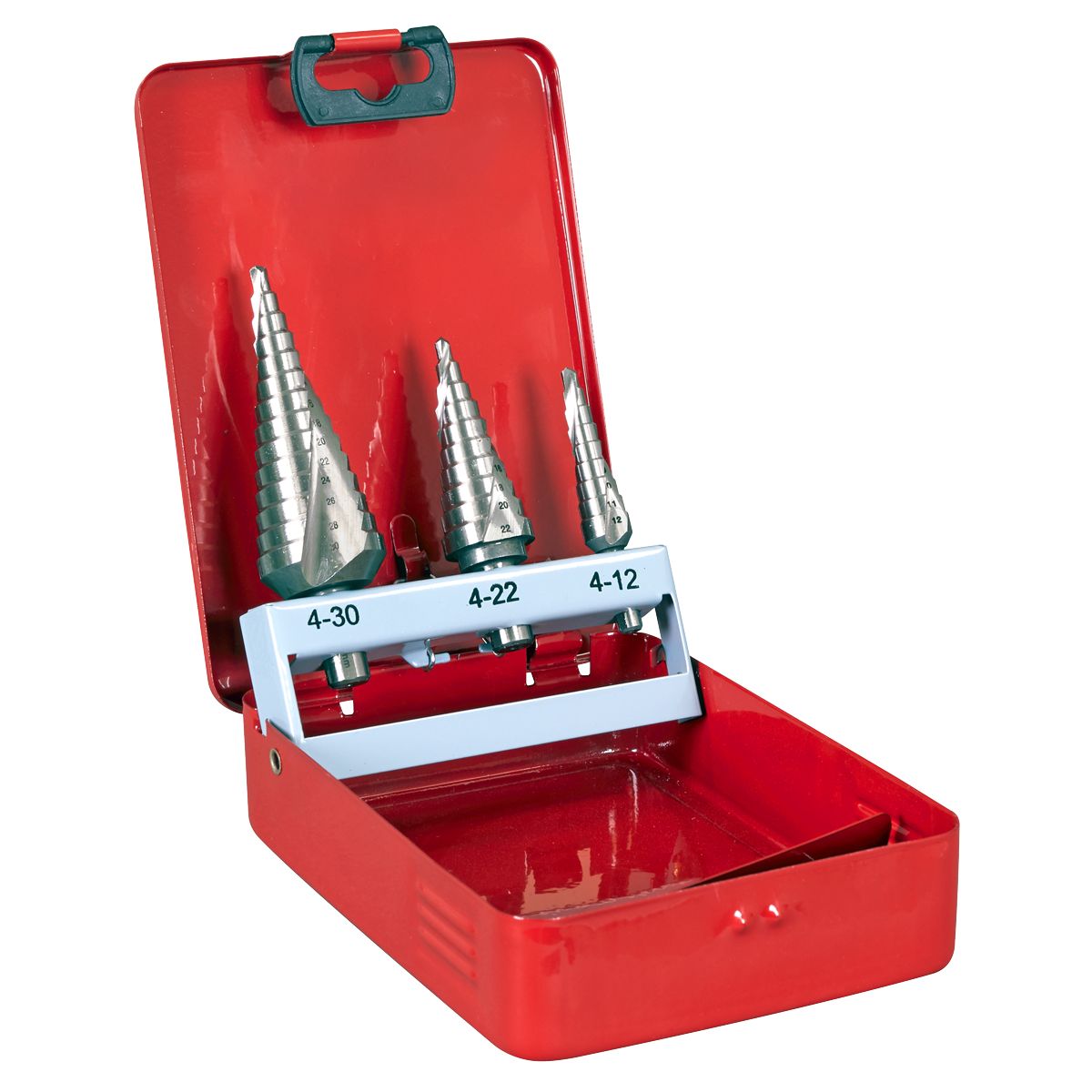 Sealey Spiral Flute HSS M2 Step Drill Bit Set 3pc - Image 1
