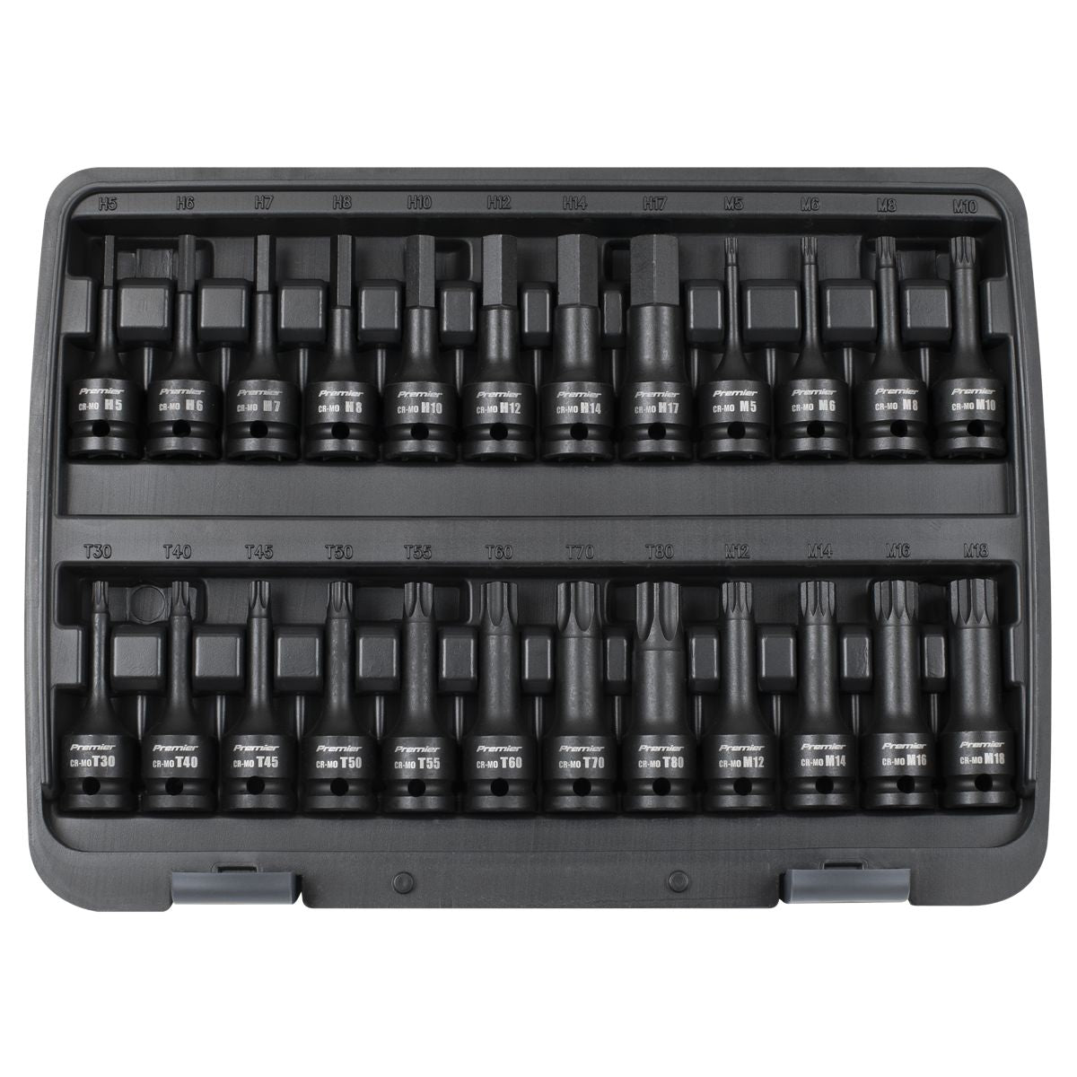 Sealey Premier Hex/TRX-Star*/Spline Impact Socket Bit Set 1/2"Sq Drive 24pc - Image 3