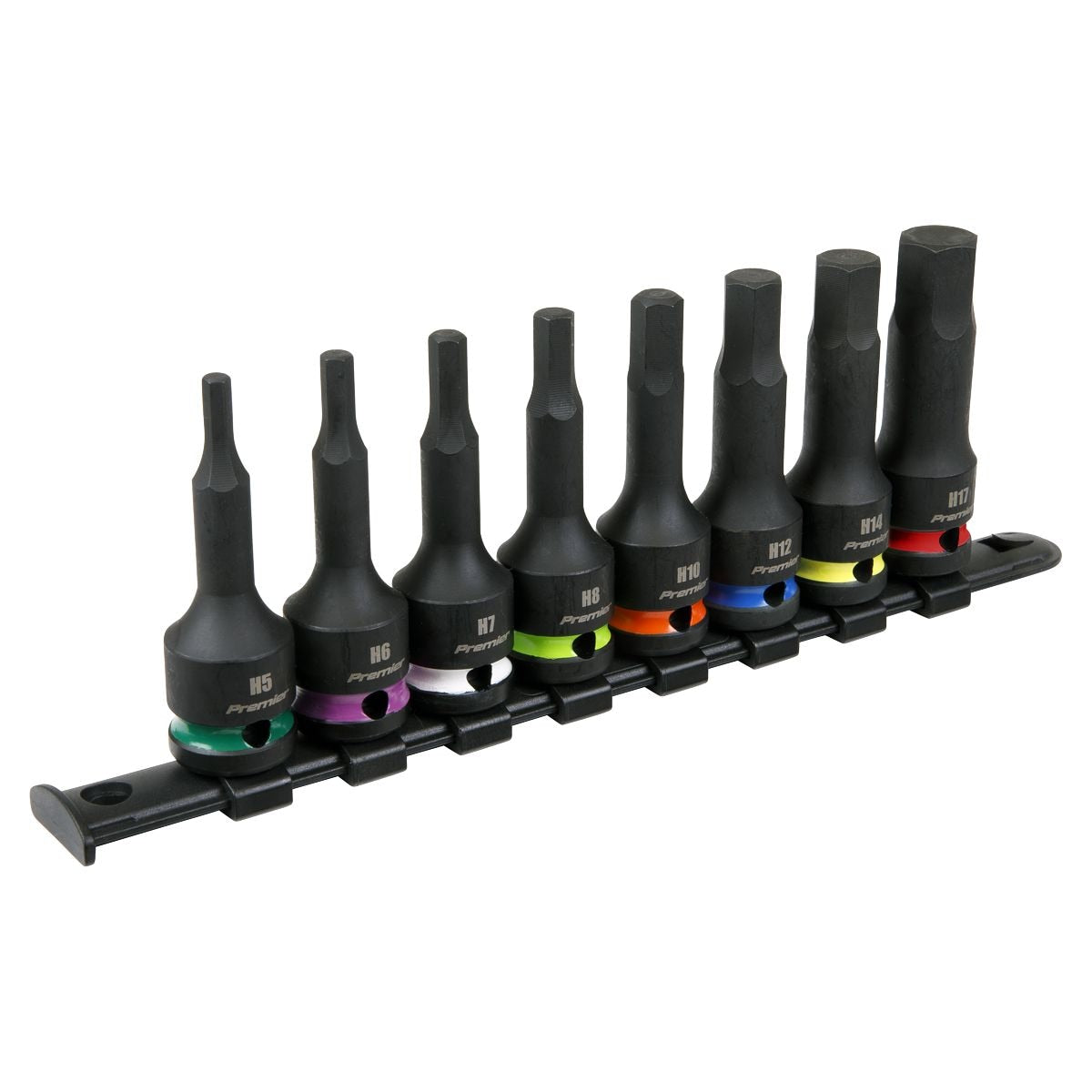 Sealey Premier Hex Impact Socket Bit Set 1/2"Sq Drive 8pc - Image 1