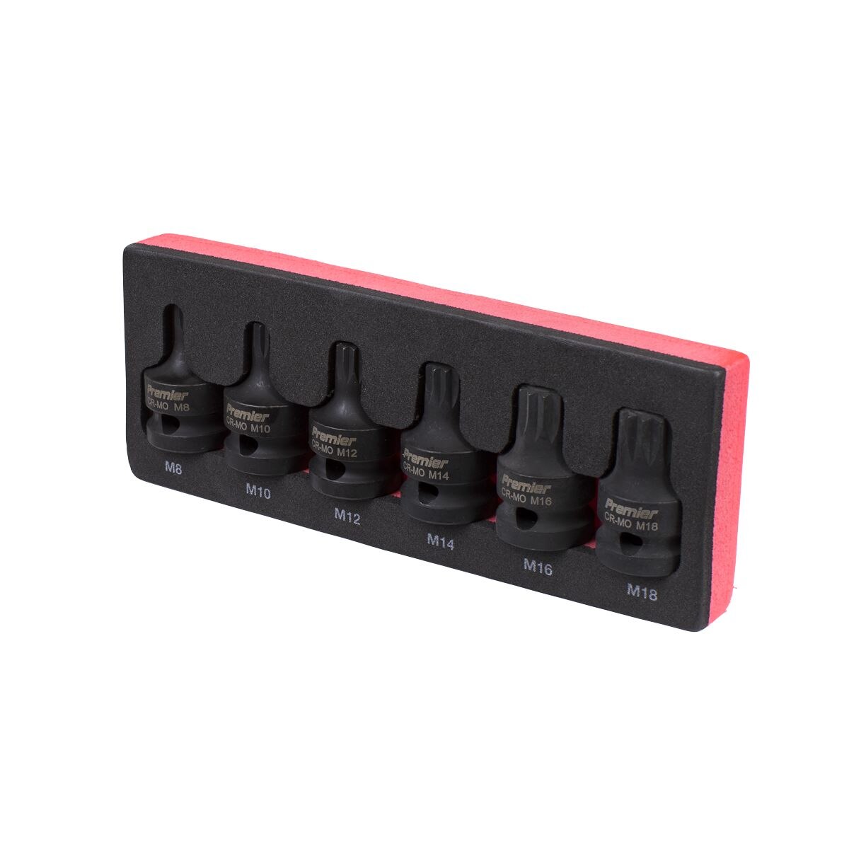 Sealey Premier Spline Impact Socket Bit Set 1/2"Sq Drive 6pc - Image 3