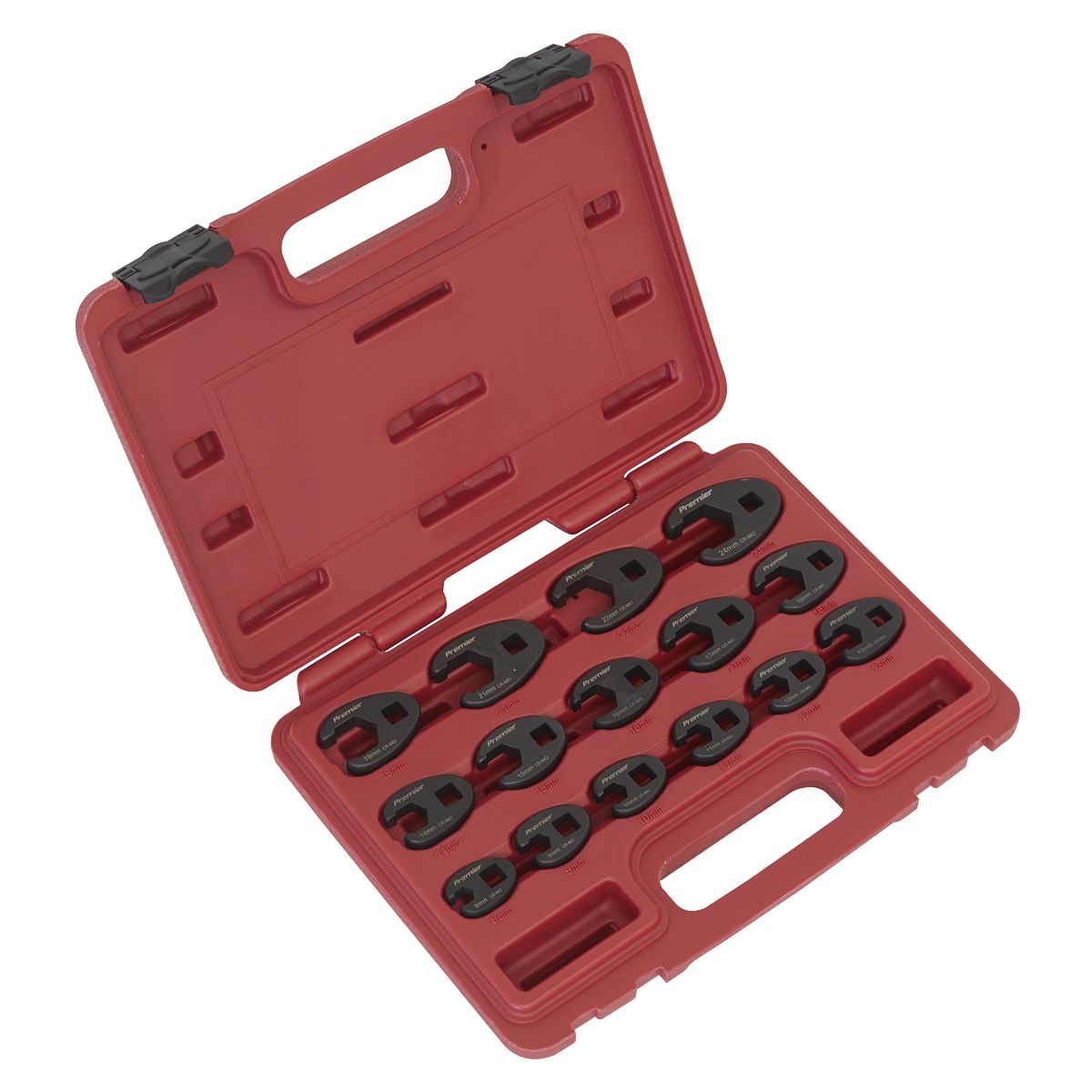 Sealey Premier Crow's Foot Spanner Set 3/8"Sq Drive 15pc - Image 1