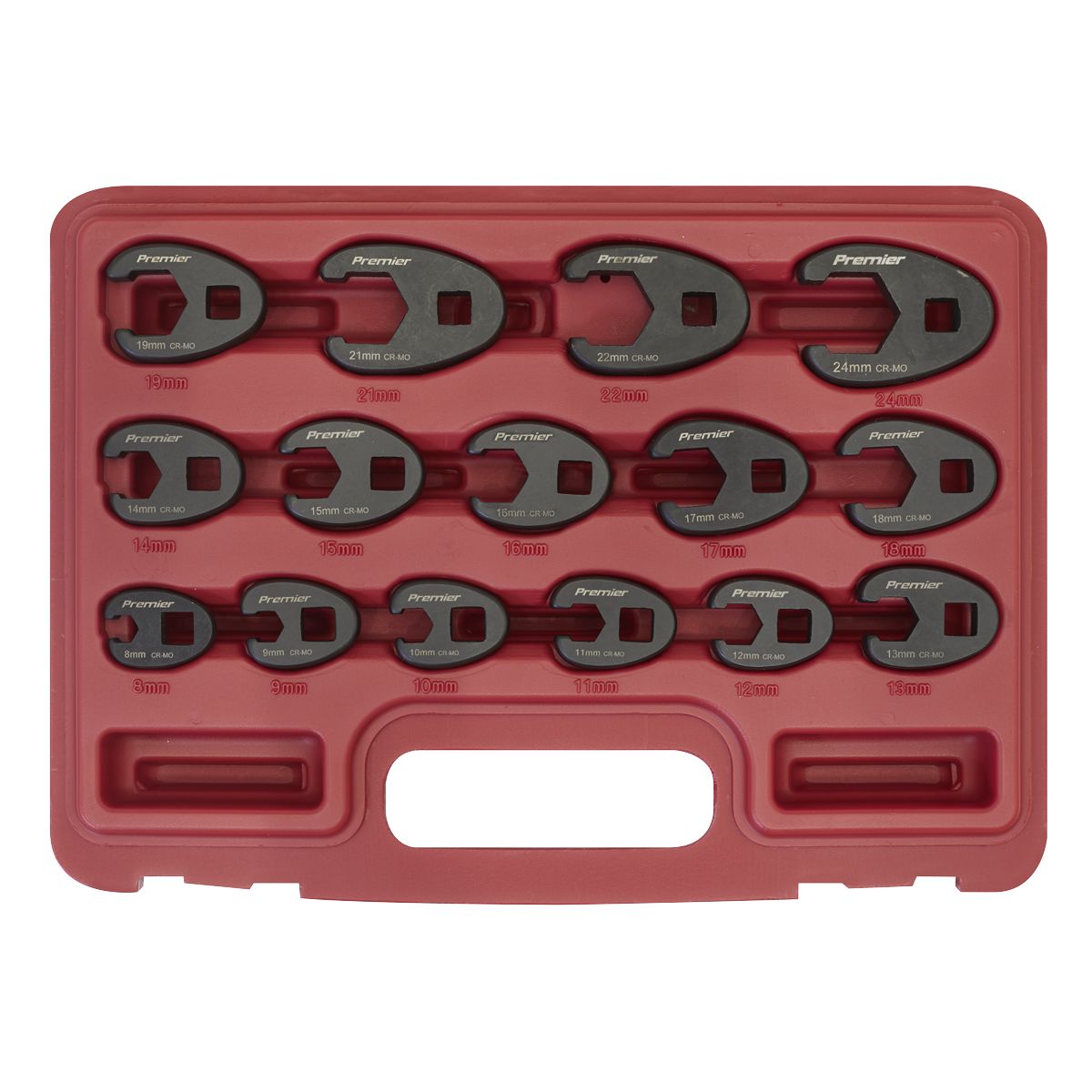Sealey Premier Crow's Foot Spanner Set 3/8"Sq Drive 15pc - Image 3