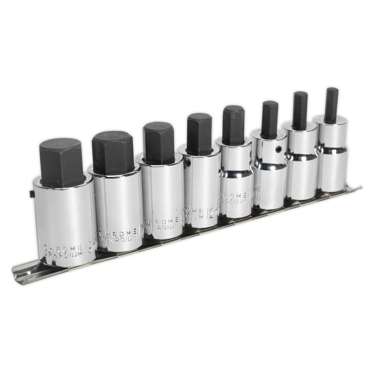 Sealey Premier Hex Socket Bit Set 1/2"Sq Drive 8pc - Image 1