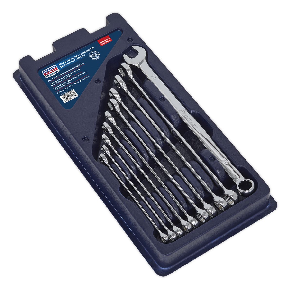 Sealey Premier Extra-Long Combination Spanner Set 10pc - Image 5