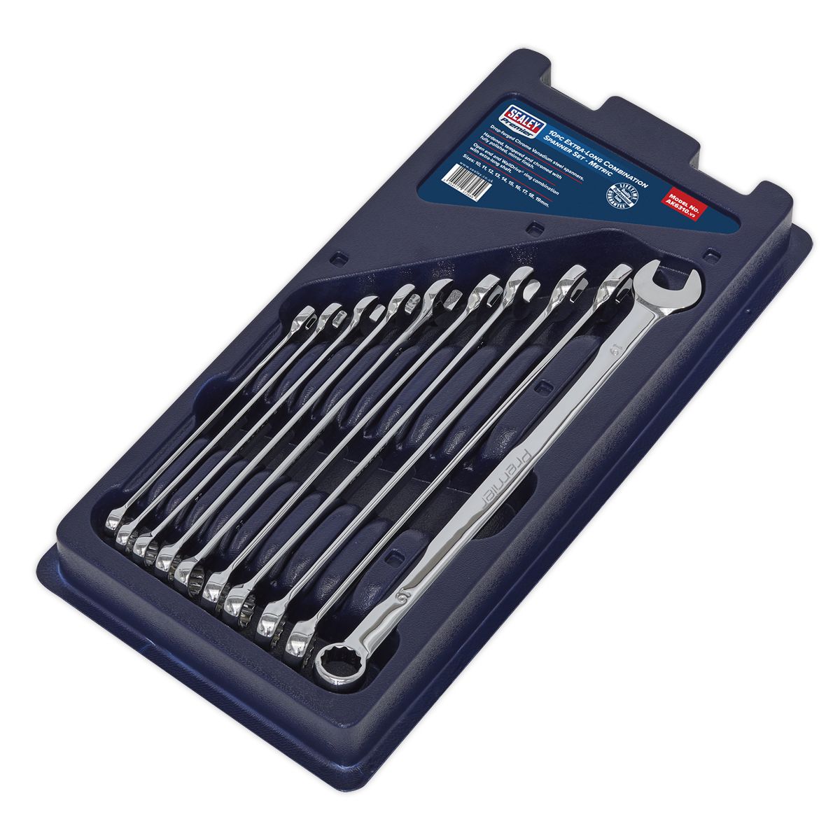 Sealey Premier Extra-Long Combination Spanner Set 10pc - Image 6