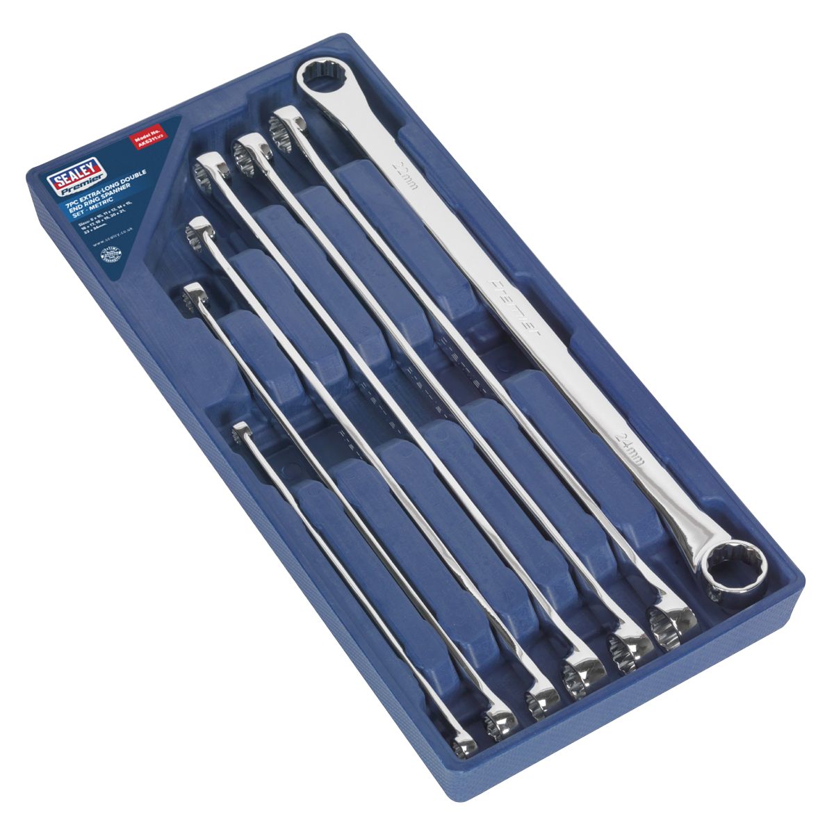 Sealey Premier Extra-Long Double End Ring Spanner Set 7pc - Image 5