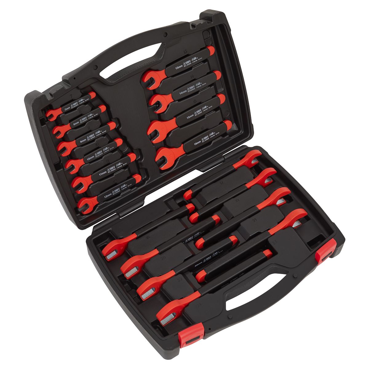 Sealey Premier Insulated Open-End Spanner Set 18pc - VDE Approved - Image 1