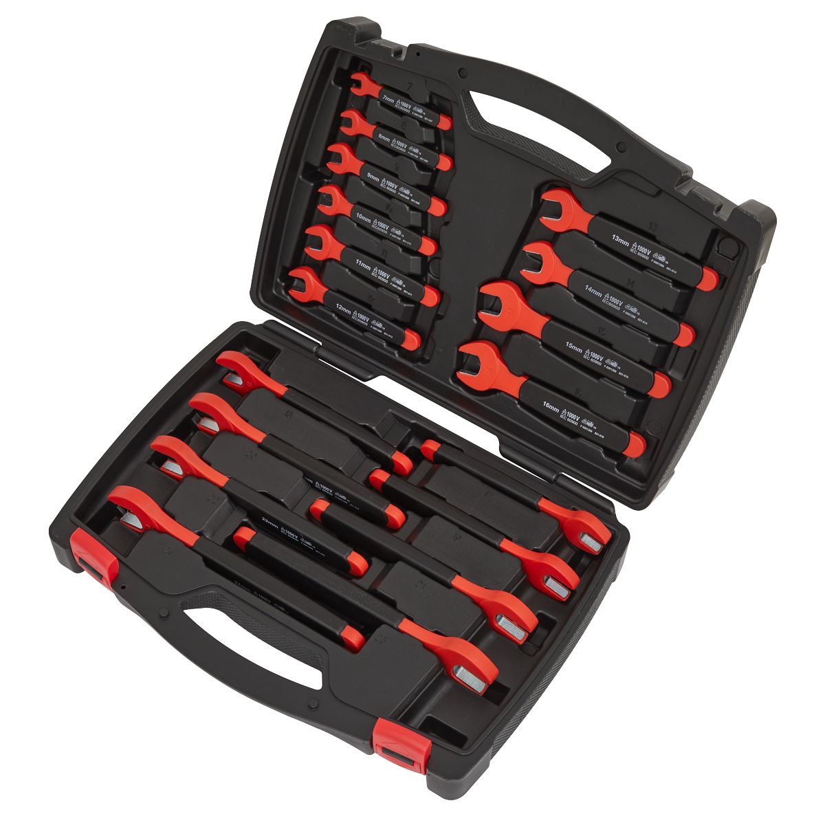 Sealey Premier Insulated Open-End Spanner Set 18pc - VDE Approved - Image 2
