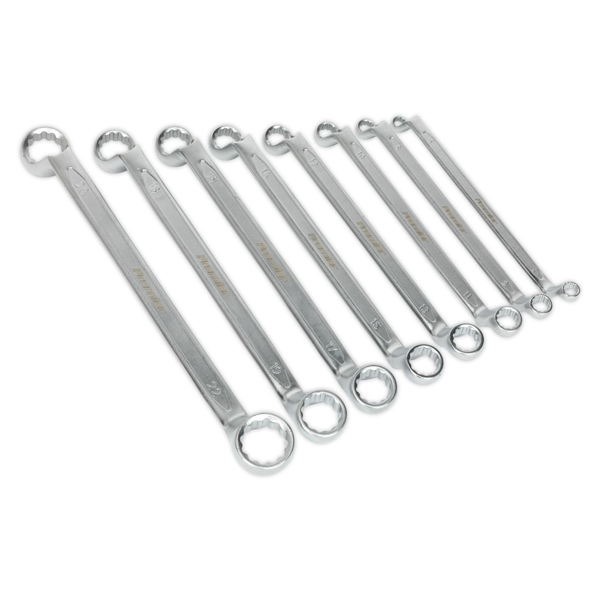 Sealey Premier Offset Double End Ring Spanner Set 8pc - Image 1