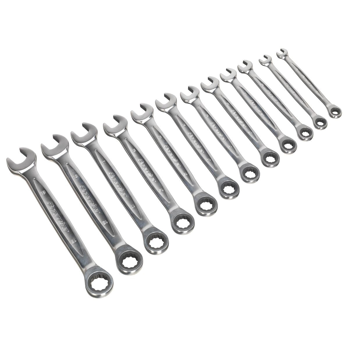 Sealey Premier Platinum Ratchet Combination Spanner Set 12pc - Image 1