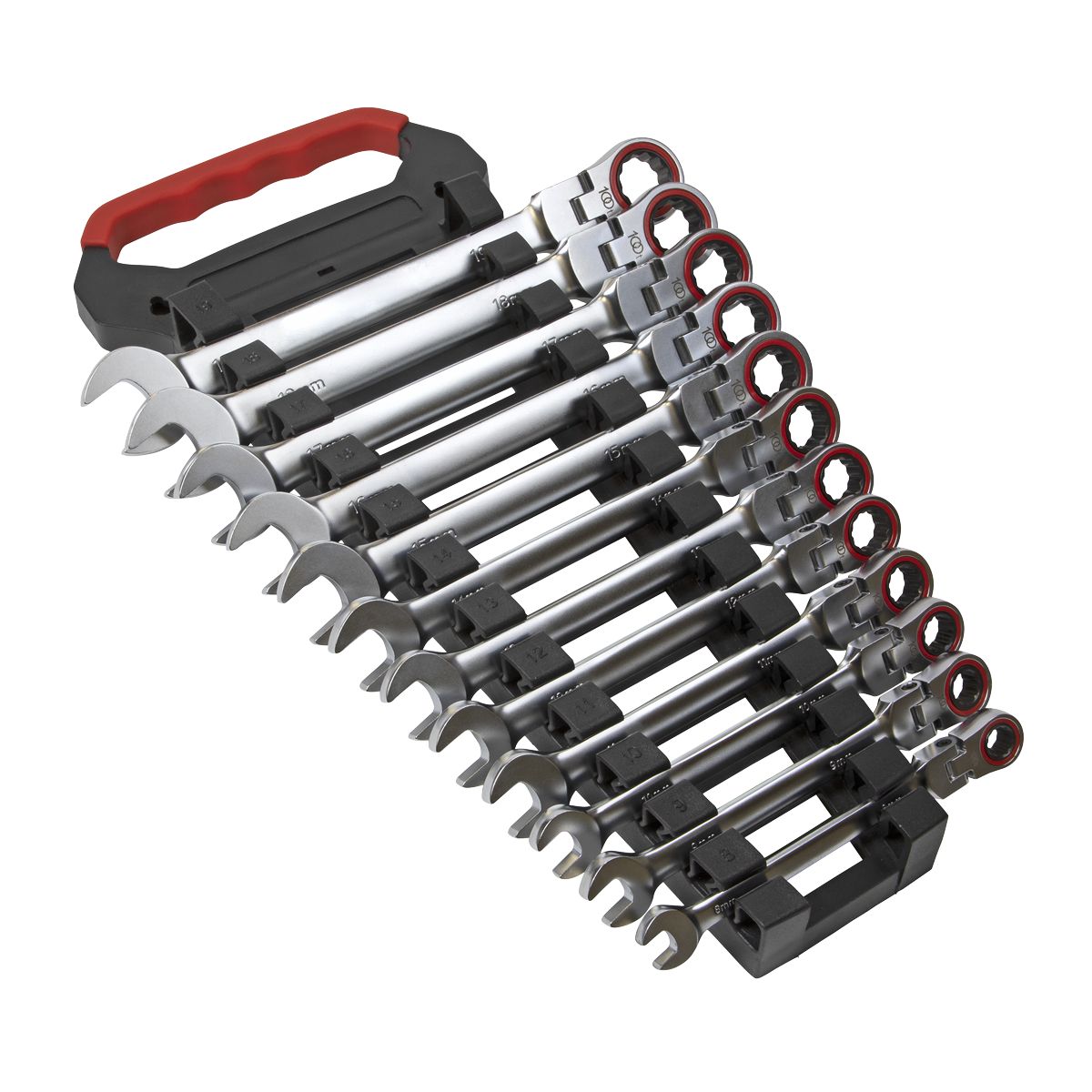 Sealey Premier Platinum Flexi-Head Ratchet Combination Spanner Set 12pc - Image 1
