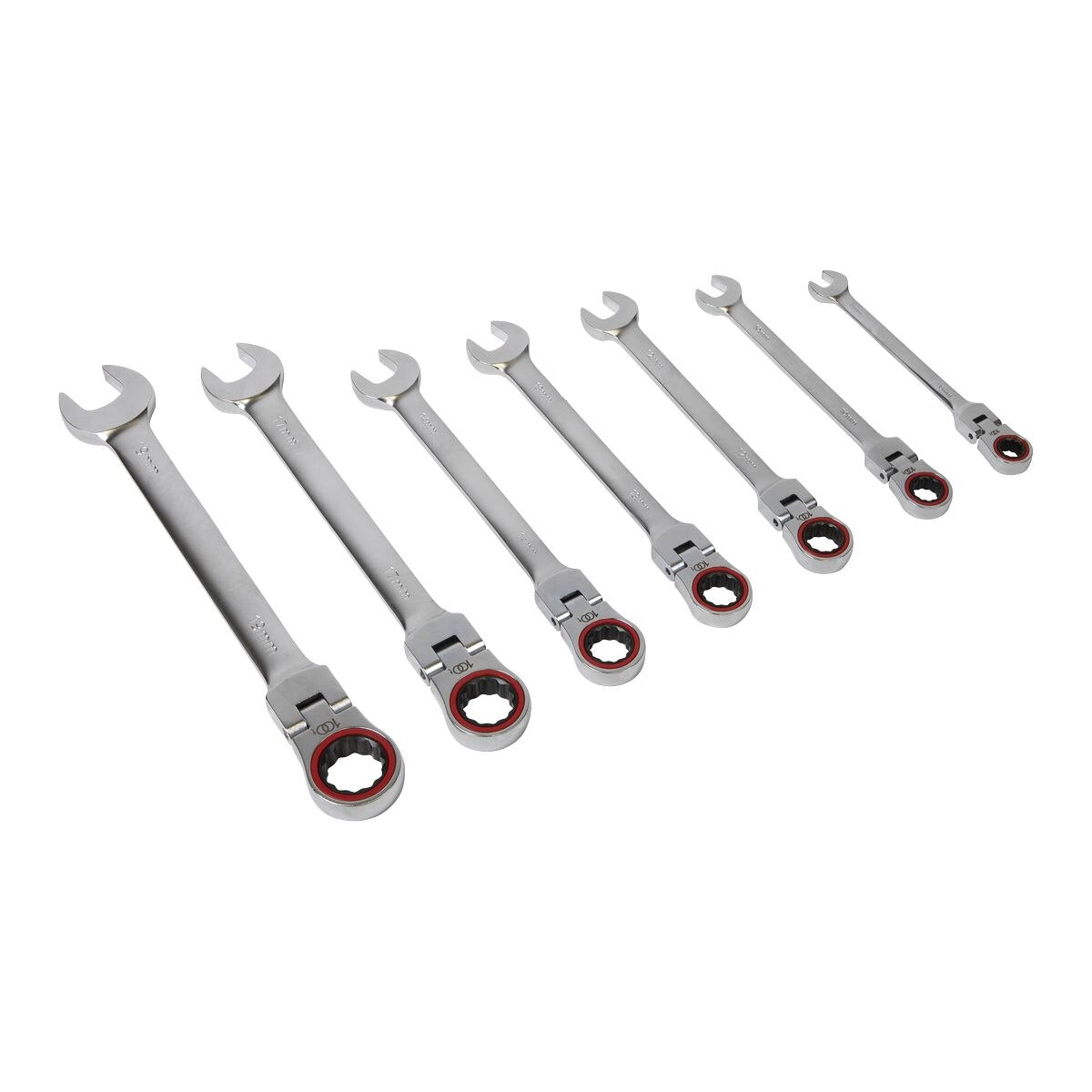 Sealey Premier Platinum Flexi-Head Ratchet Combination Spanner Set 7pc - Image 4