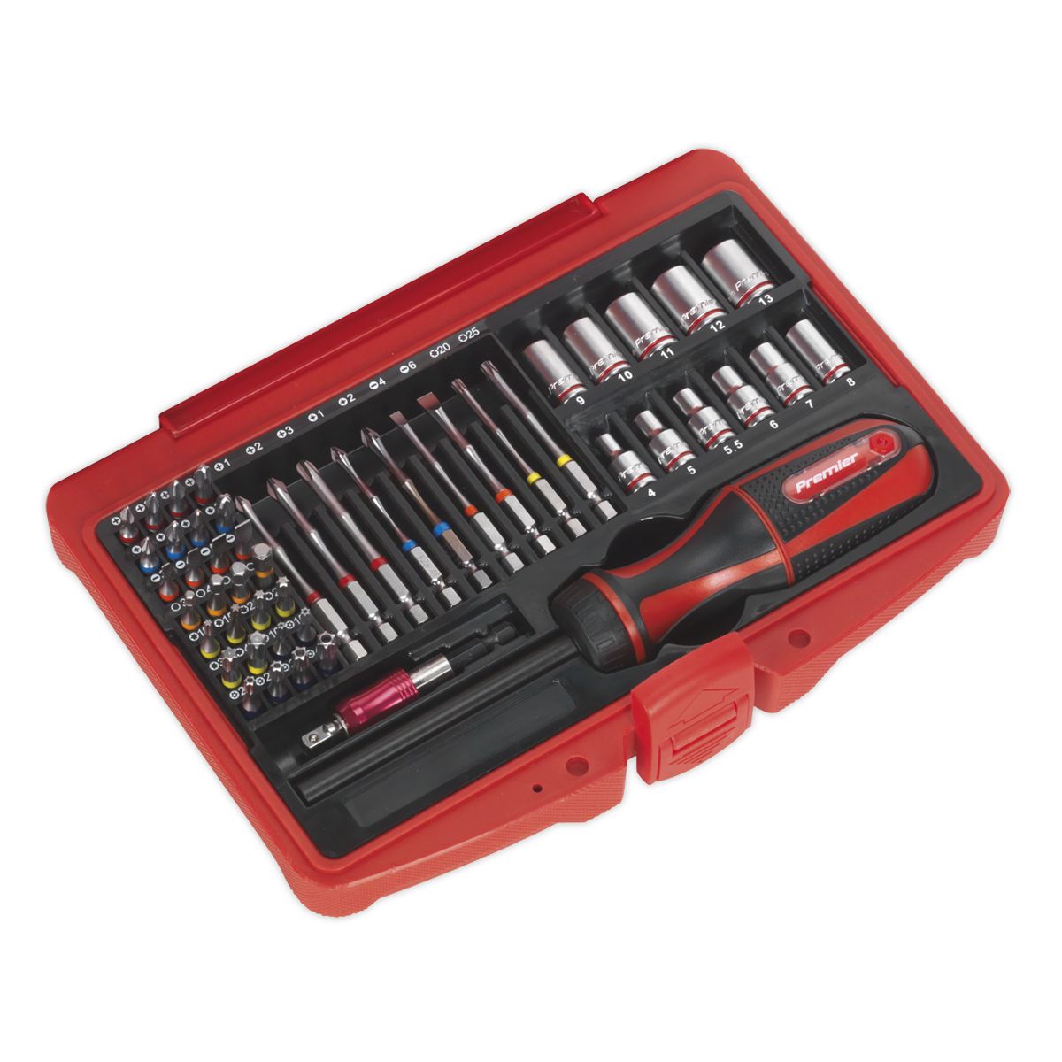 Sealey Premier Fine Tooth Ratchet Screwdriver & Accessory Set 51pc - Image 2