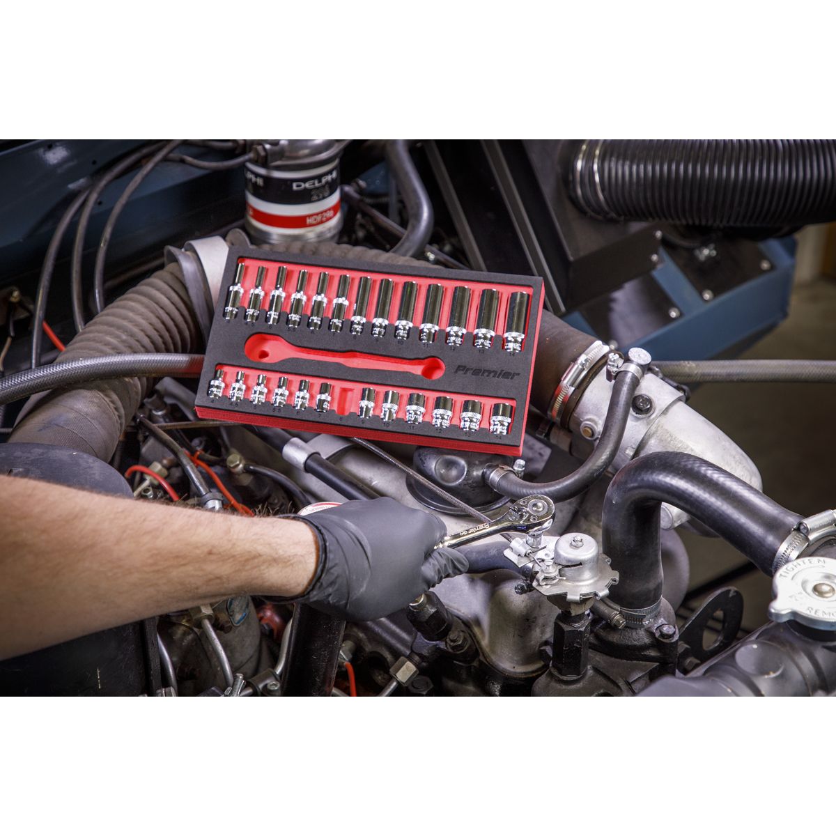 Sealey Premier Ratchet Wrench & Socket Set 1/4"Sq Drive 27pc - Image 5