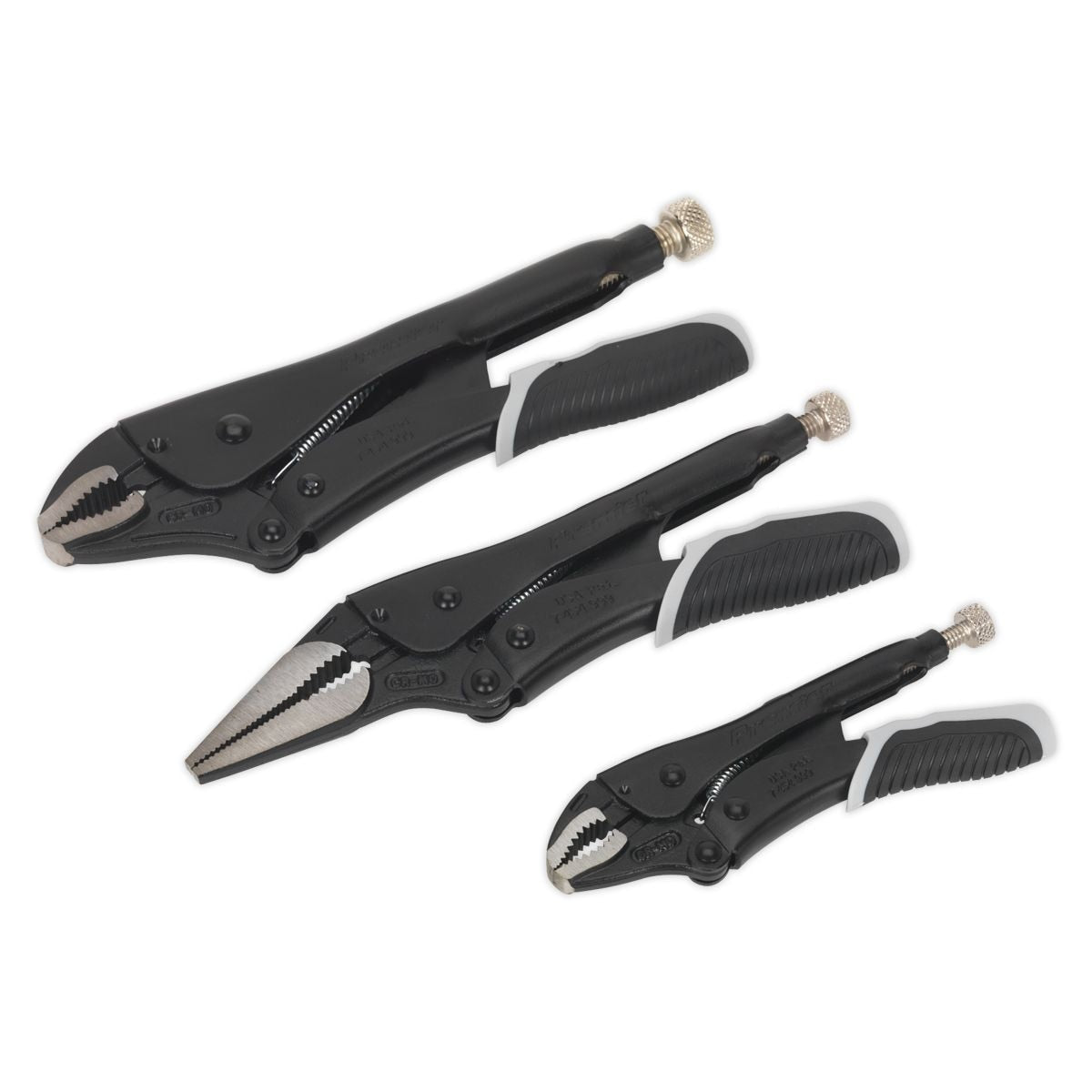 Sealey Premier Black Quick Release Locking Pliers Set 3pc - Image 1