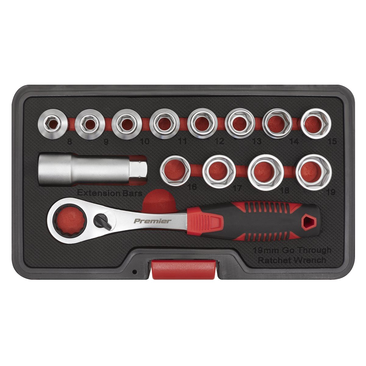 Sealey Premier Low Profile Go-Through Socket Set 14pc - Image 4