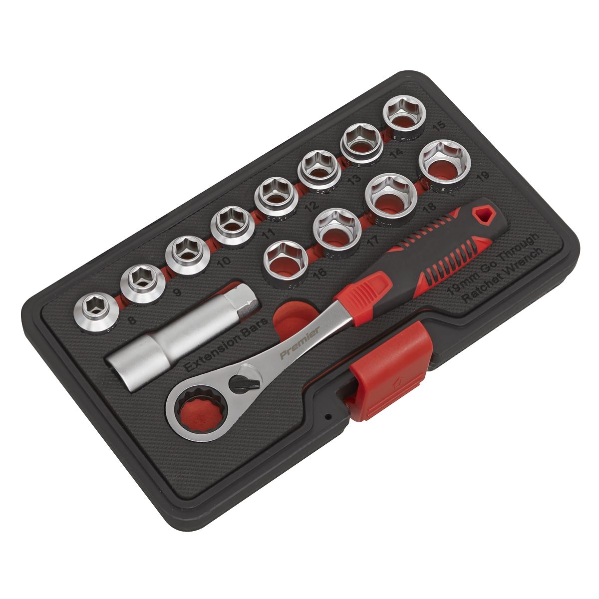 Sealey Premier Low Profile Go-Through Socket Set 14pc - Image 5