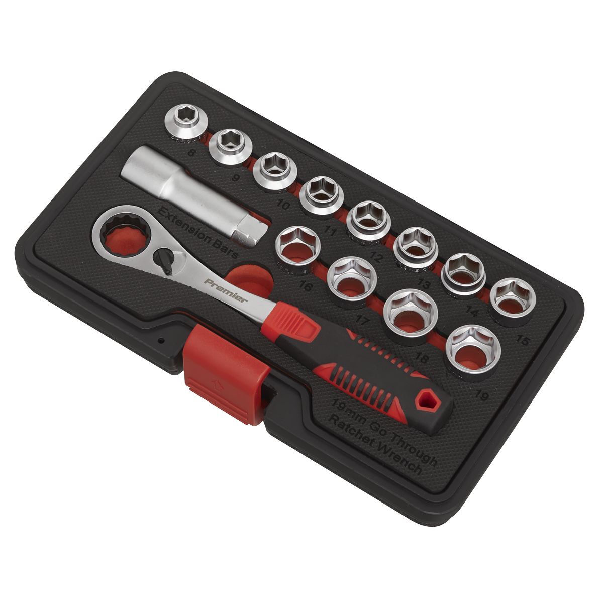 Sealey Premier Low Profile Go-Through Socket Set 14pc - Image 6