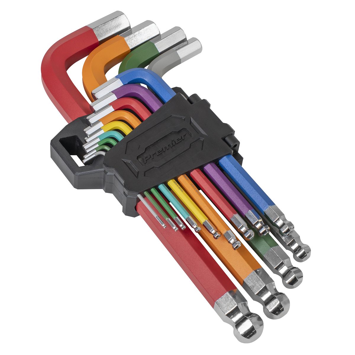 Sealey Premier Jumbo Colour-Coded Anti-Slip Ball-End Hex Key Set 13pc - Image 1