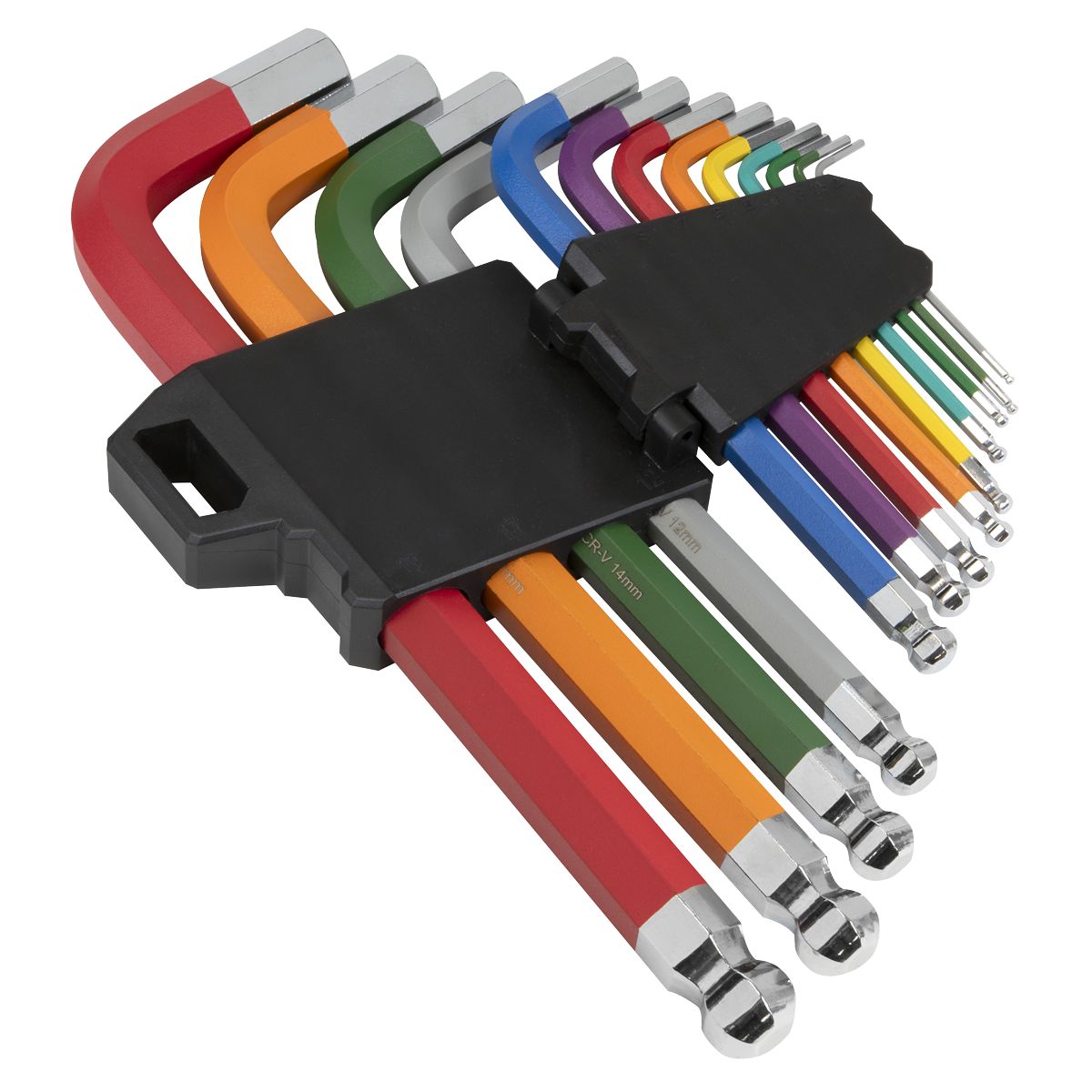 Sealey Premier Jumbo Colour-Coded Anti-Slip Ball-End Hex Key Set 13pc - Image 2