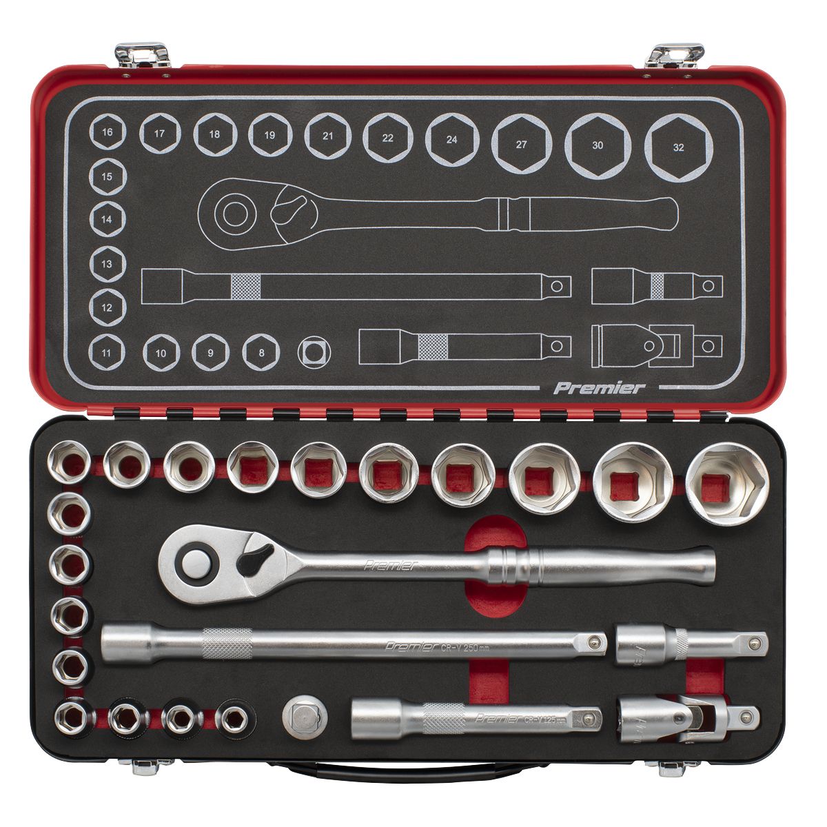 Sealey Premier Platinum Socket Set 1/2"Sq Drive 24pc - Image 3
