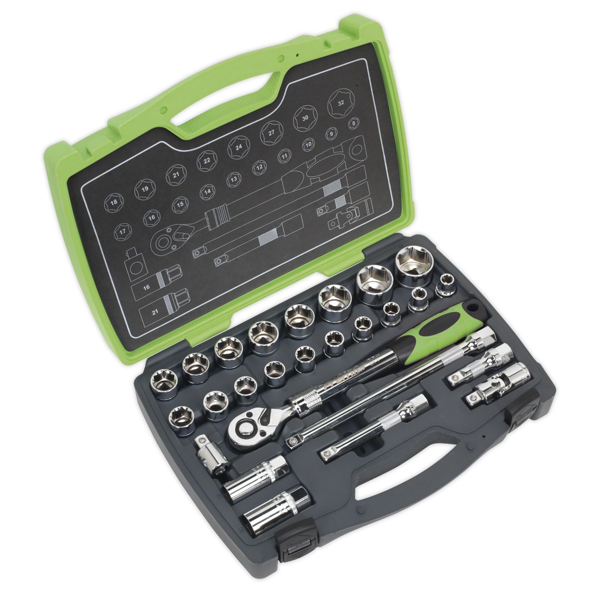 Sealey Premier Socket Set 1/2"Sq Drive 26pc - Image 1
