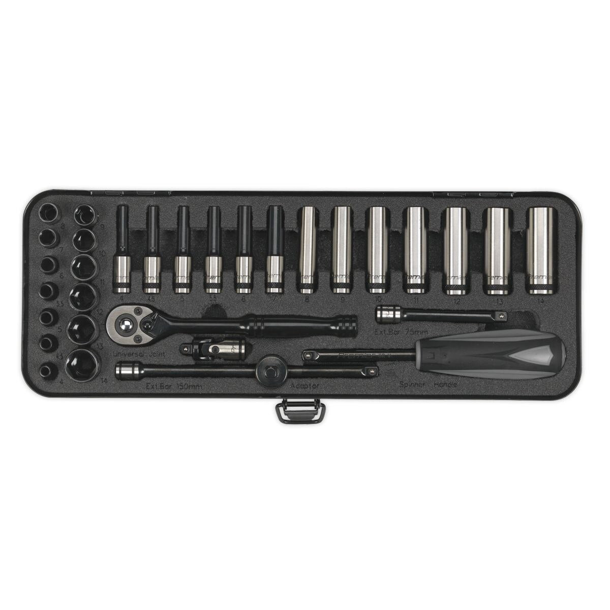 Sealey Premier Black Socket Set 1/4"Sq Drive 32pc - Image 6
