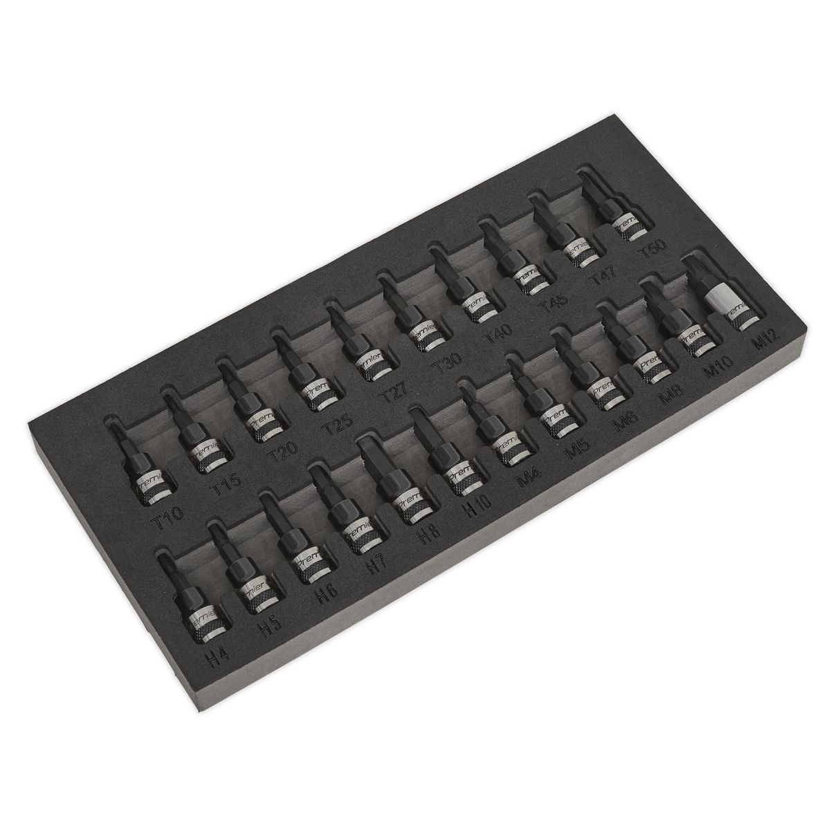 Sealey Premier Black TRX-Star*/Hex/Spline Socket Bit Set 3/8"Sq Drive 22pc - Image 1