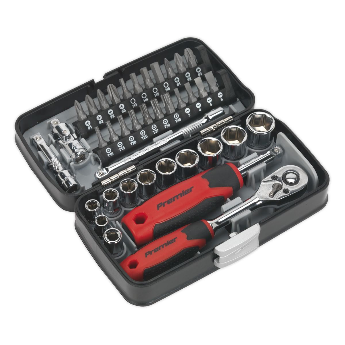 Sealey Premier Socket & Bit Set 1/4"Sq Drive 38pc - Image 1