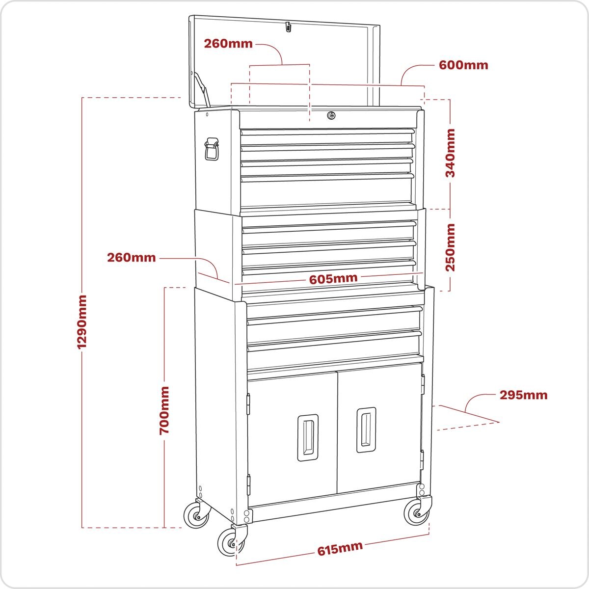 Sealey American PRO Topchest, Mid-Box Tool Chest & Rollcab Stack 9 Drawer - Purple - Image 10