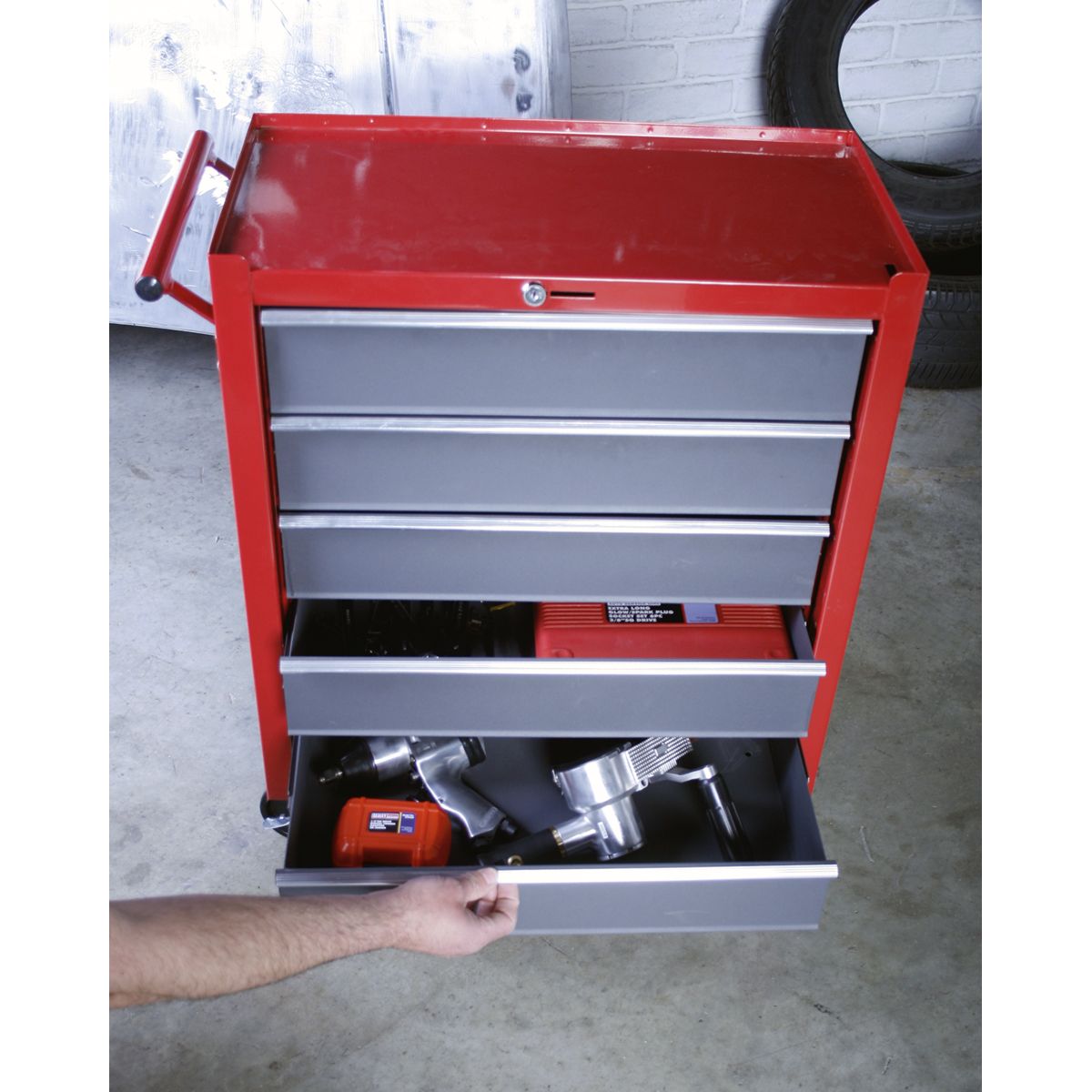 Sealey American PRO Rollcab 5 Drawer - Red/Grey - Image 8