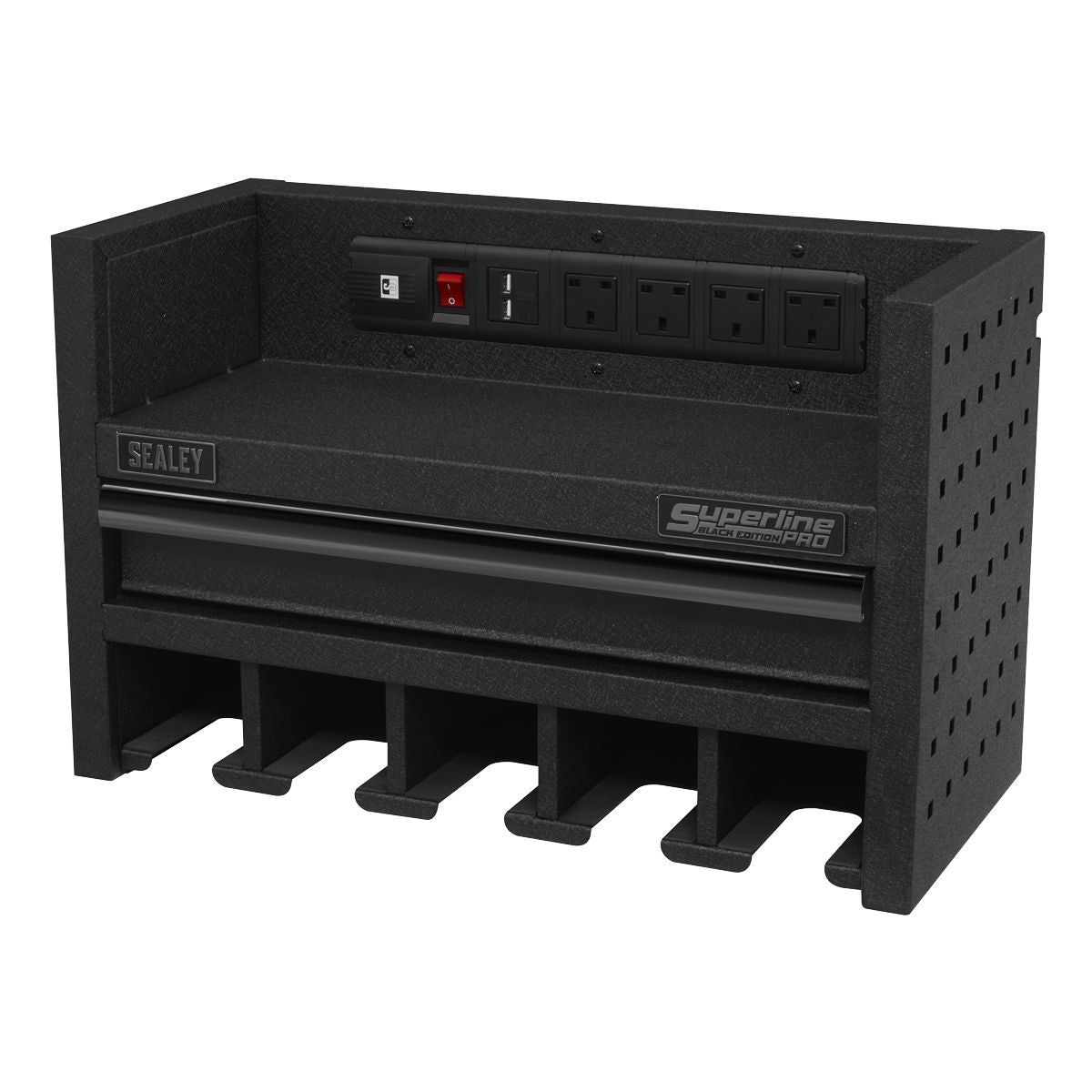 Sealey Superline PRO Power Tool Storage Rack with Drawer & Power Strip - Image 6