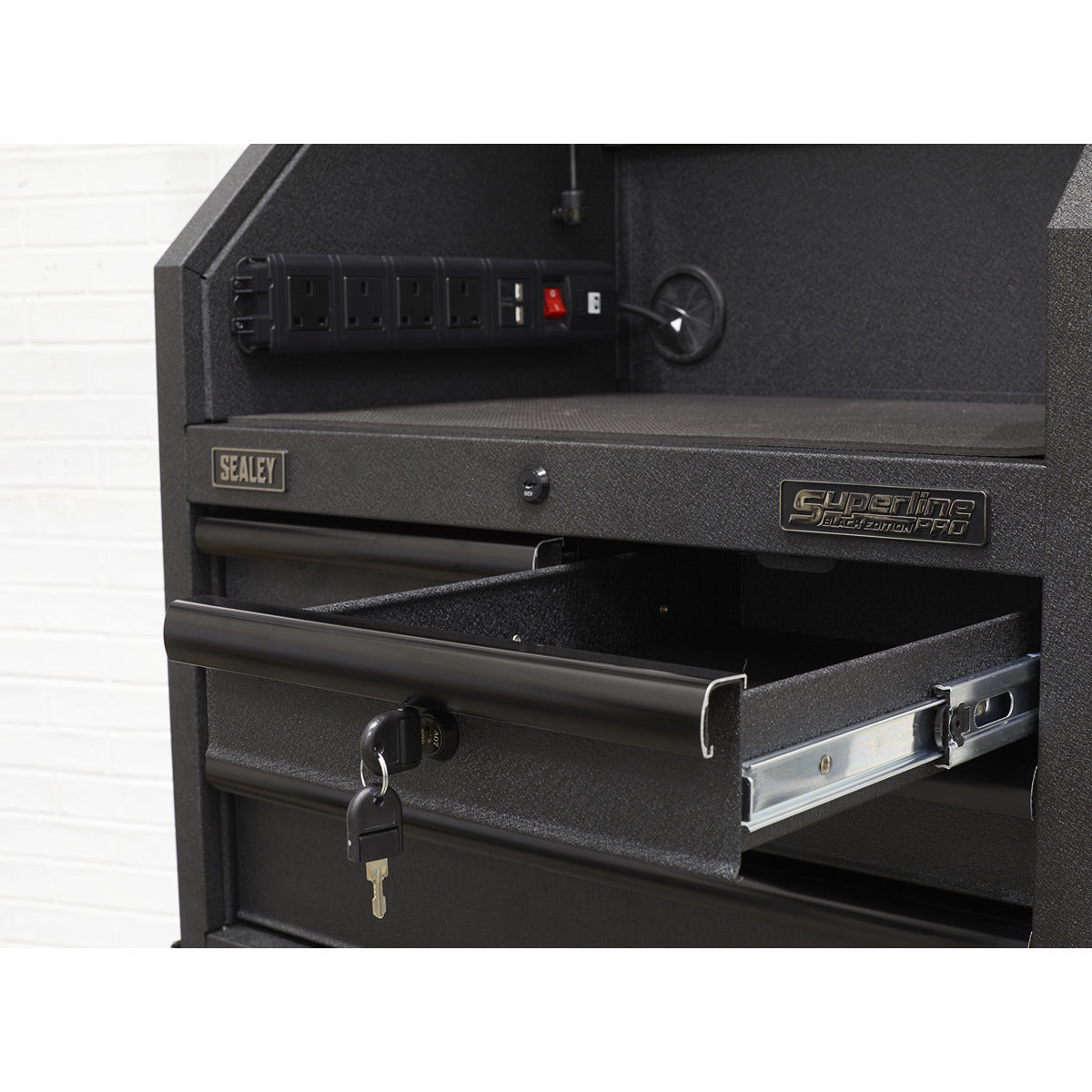 Superline PRO Black Edition Tool Chest Combination with 9 Soft Close Drawers & Power Bar AP27BESTACK