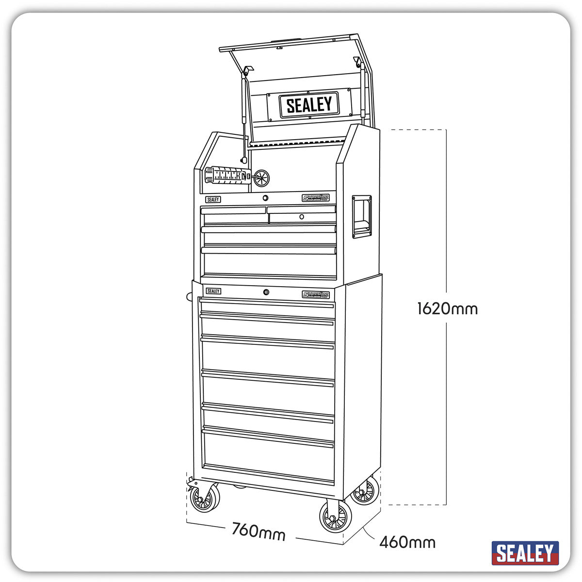 Superline PRO Black Edition Tool Chest Combination with 9 Soft Close Drawers & Power Bar AP27BESTACK
