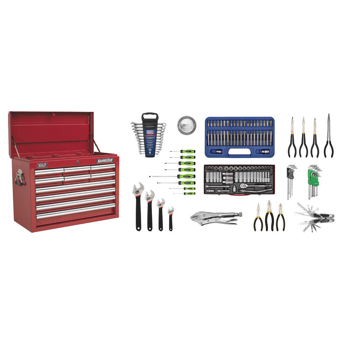 Superline PRO Topchest 10 Drawer with 139pc Tool Kit - Red AP33109COMBO
