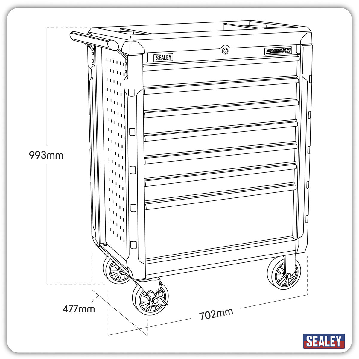 Superline PRO Rollcab 7 Drawer - Red AP3407