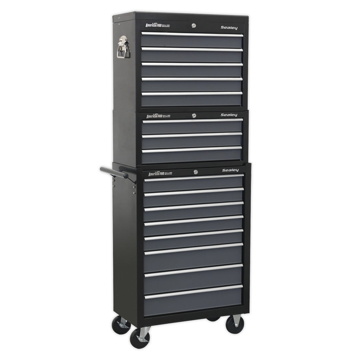 American PRO Tool Chest Combination 16 Drawer - Black/Grey AP35STACK