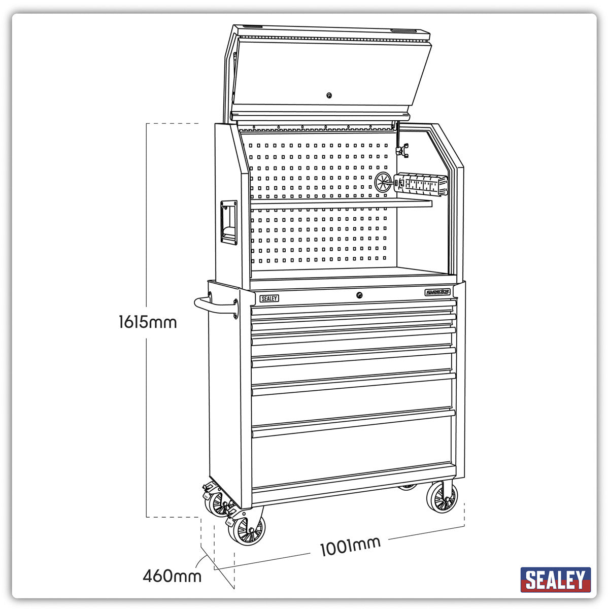 Superline PRO Hutch Toolbox & Rollcab Combo 915mm 6 Drawer AP36HBESTACK