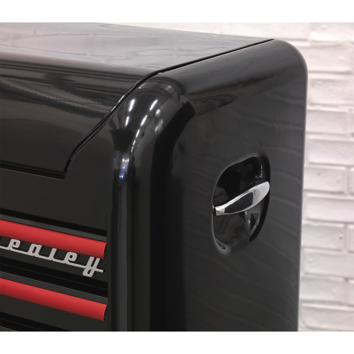 Premier Retro Style Wide Topchest & Rollcab Combination 10 Drawer - Black with Red Anodised Drawer Pulls AP41COMBOBR