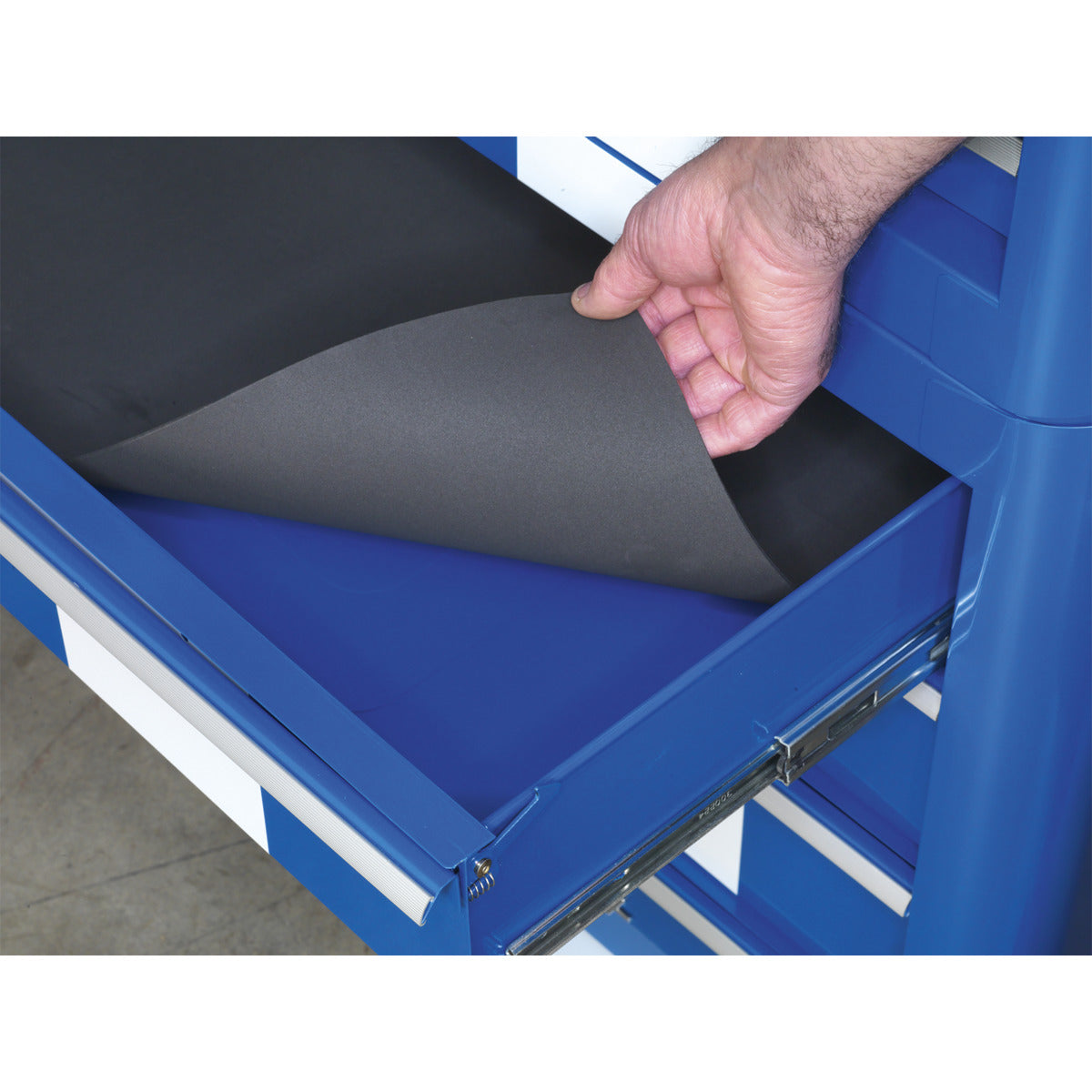 Premier Retro Style Wide Topchest & Rollcab Combination 10 Drawer Blue with White Stripes AP41COMBOBWS