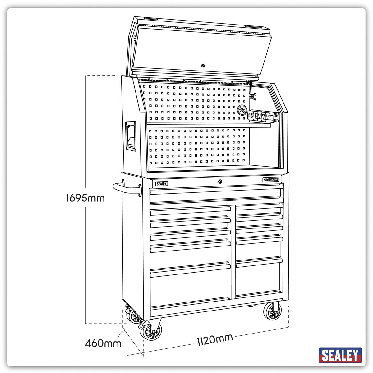 Superline PRO Hutch Toolbox & Rollcab Combo 1030mm 11 Drawer AP41HBESTACK