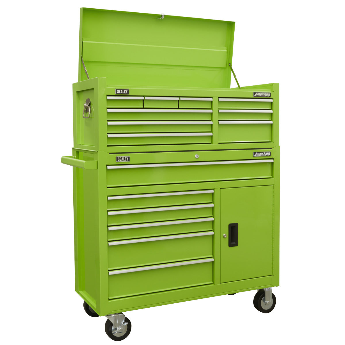 American PRO Topchest & Rollcab Combination 15 Drawer - Green AP41STACKHV