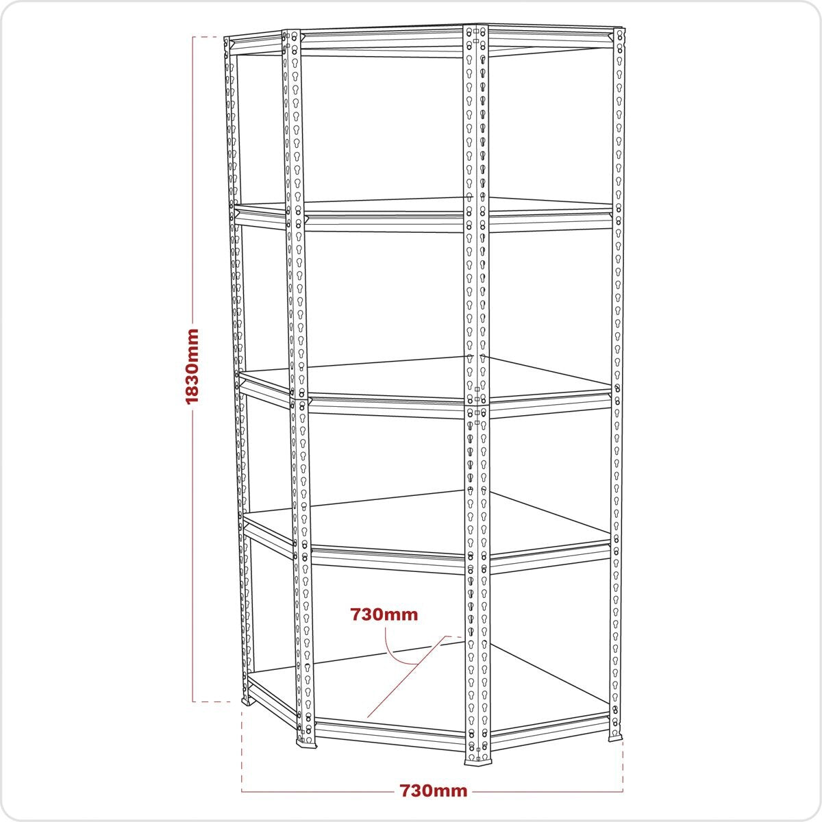 Sealey 5-Level Corner Racking Unit 150kg Capacity Per Level - Image 2
