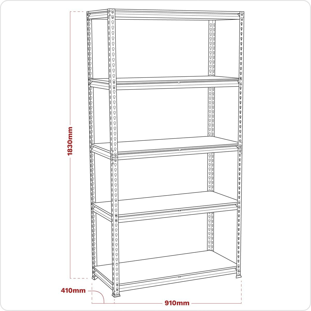 Sealey 5-Level Racking Unit 200kg Capacity Per Level - Image 4