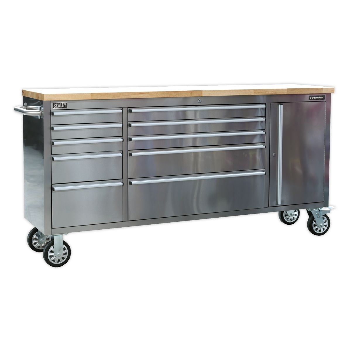 Sealey Premier Mobile Stainless Steel Tool Cabinet & Cupboard 10 Drawer - Image 1