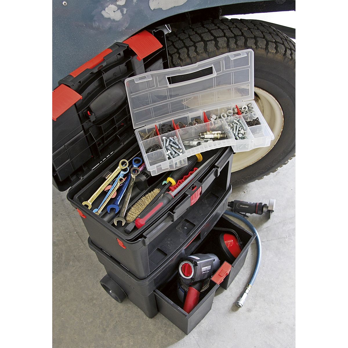 Sealey Mobile Toolbox with Tote Tray & Removable Assortment Box - Image 3