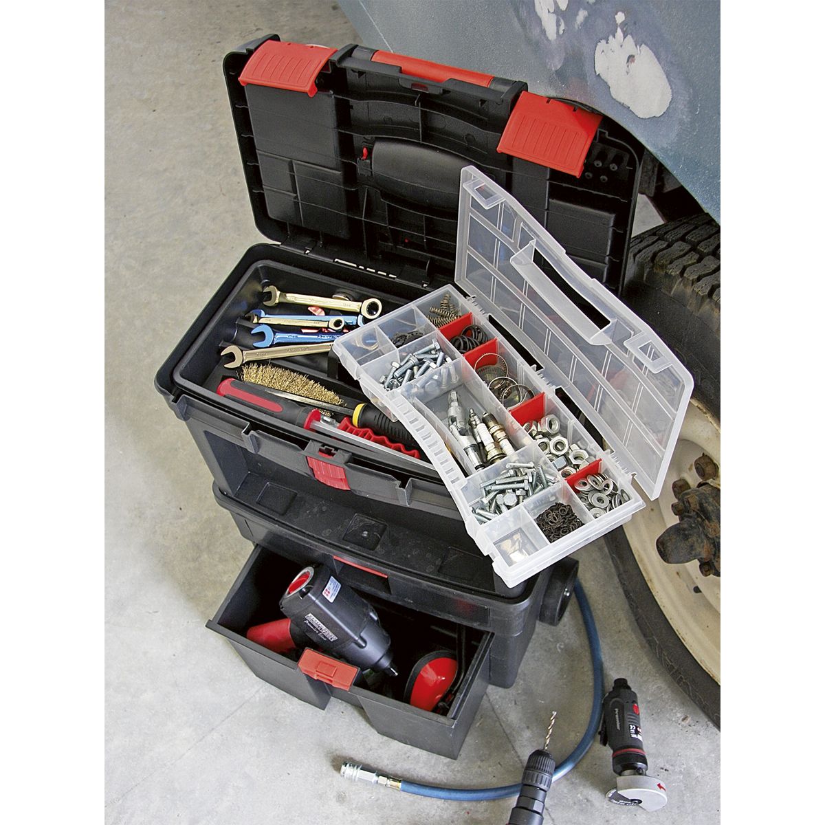 Sealey Mobile Toolbox with Tote Tray & Removable Assortment Box - Image 4