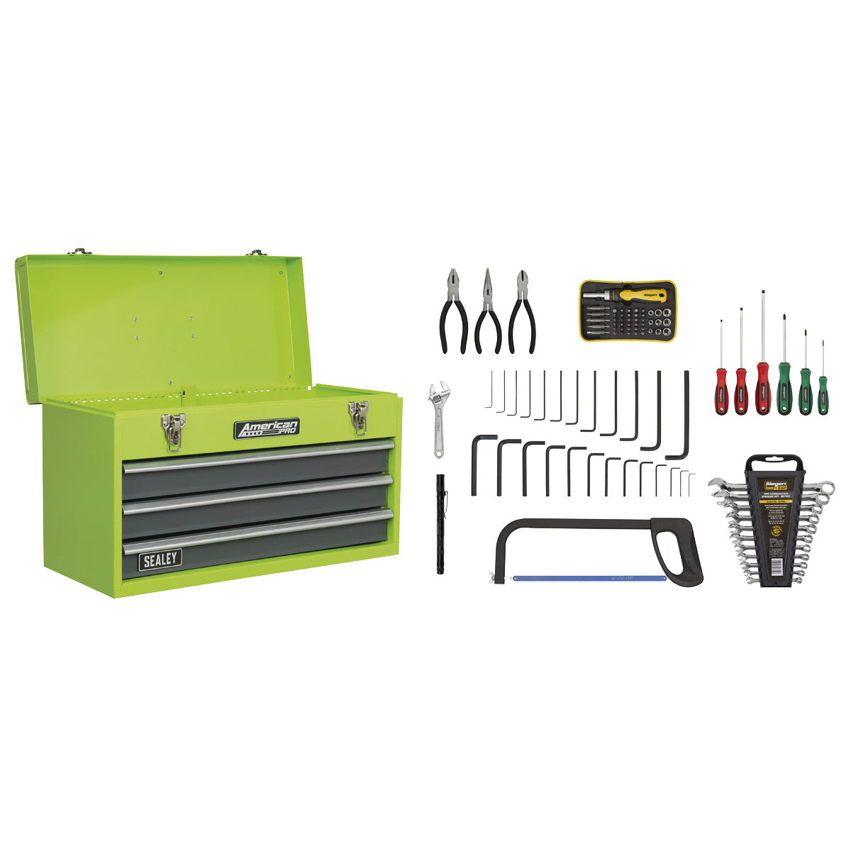 American PRO Tool Chest 3 Drawer with 93pc Tool Kit AP9243BBHVCOM