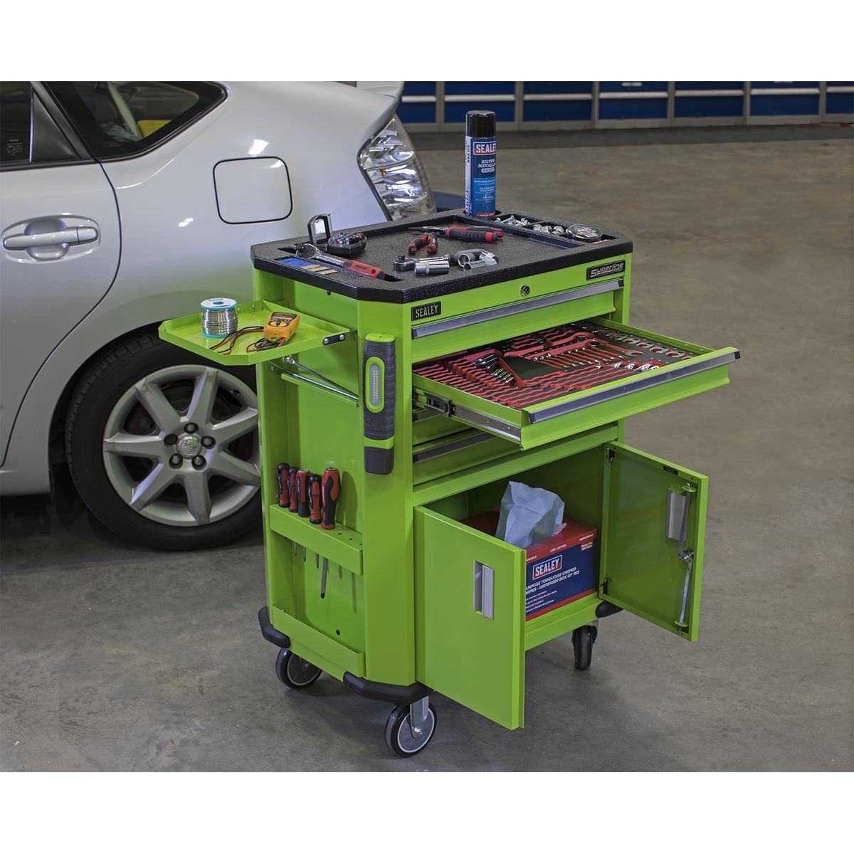 Sealey Superline PRO Tool Trolley with 4 Drawers & 2 Door Cupboard - Image 7